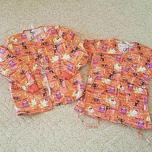 Halloween warm-up jacket and scrub top